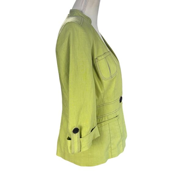 Signature by Larry Levine Jacket Women Size 8 Key Lime Green Pockets Office-wear - Picture 4 of 10